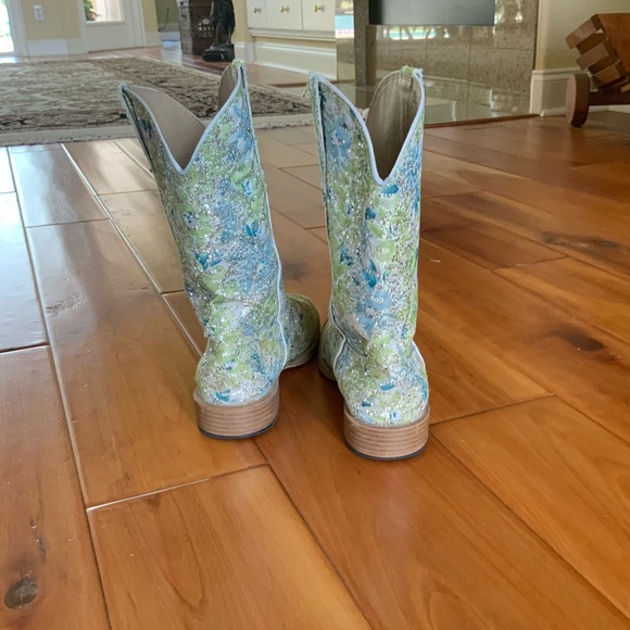 Rare girls Roper boots lime green size 3 - Picture 3 of 4